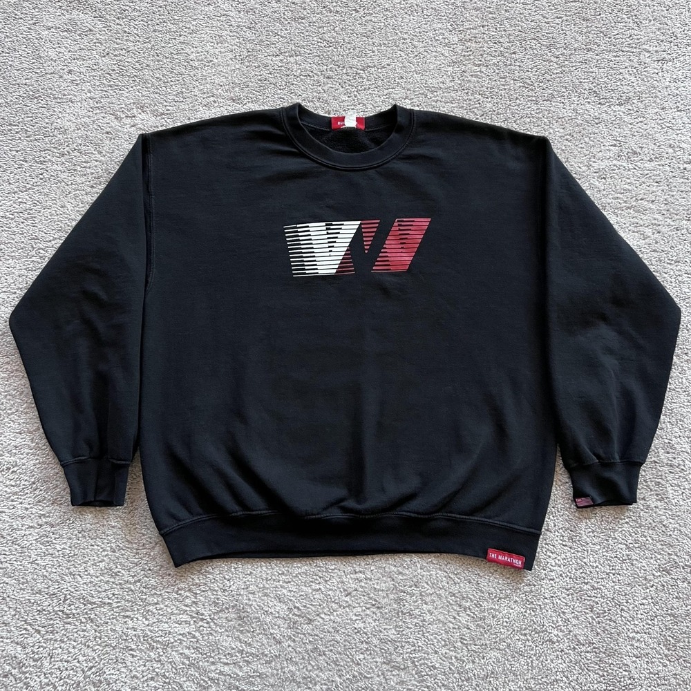The Marathon Clothing Sweatshirt Mens 2XL Black W Logo Graphic Fleece Pullover